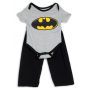 DC Comics Batman Grey Onesie With Yellow Bat Signal and Black Pants Houston Kids Fashion Clothing 