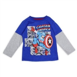 Marvel Comics Captain America Blue Long Sleeve Toddler Boys Shirt Houston Kids Fashion Clothing Store