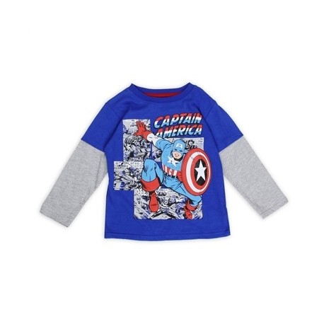 Marvel Comics Captain America Blue Long Sleeve Toddler Boys Shirt Houston Kids Fashion Clothing Store