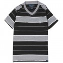 Street Rules Grey Striped V Neck Top