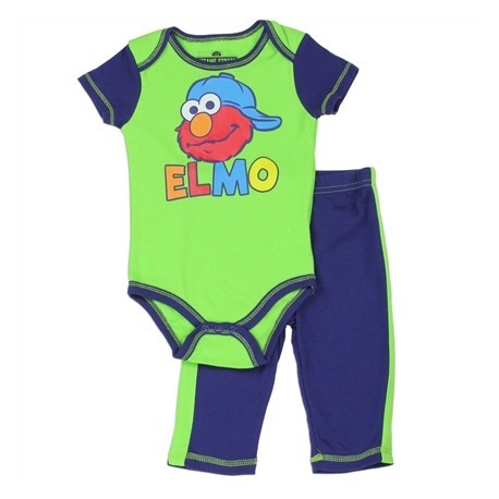 Sesame Street Green Elmo Onesie And Blue Pants Free Shipping Houston Kids Fashion Clothing Store