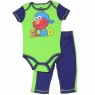 Sesame Street Green Elmo Baby Boys Onesie And Blue Pants