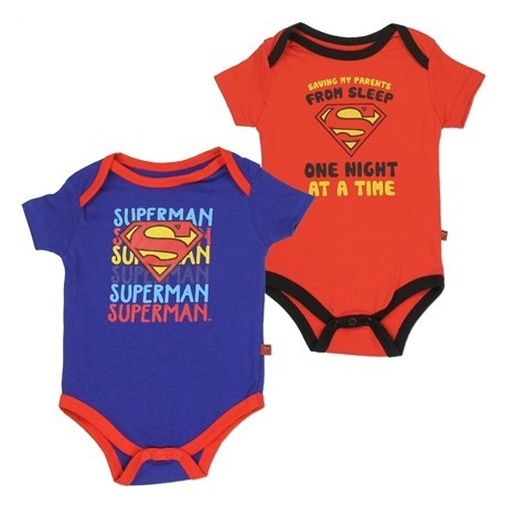 DC Comics Superman Saving My Parents One Night At A Time Baby Boys Onesie Set Free Shipping