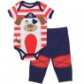 Buster Brown Red And White Stripe Onesie With A Pirate Dog And Blue Pants