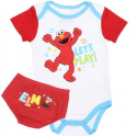 Sesame Street Elmo Let's Play White Onesie With Red Diaper Cover