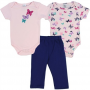 Little Beginnings 3 Piece Butterfly Onesies And Pants Set