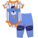 Buster Brown White and Blue Stripe Onesie With Bear And Blue Pants