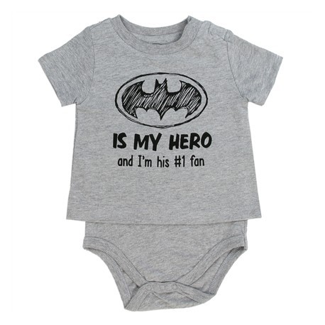 DC Comics Batman Is My Hero Heather Grey Baby Boys T Shirt Onesie Free Shipping Houston Kids Fashion Clothing 