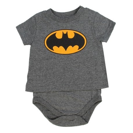 DC Comics Batman Heather Charcoal T Shirt Baby Boys Onesie With Bat Signal Free Shipping Houston Kids Fashion Clothing