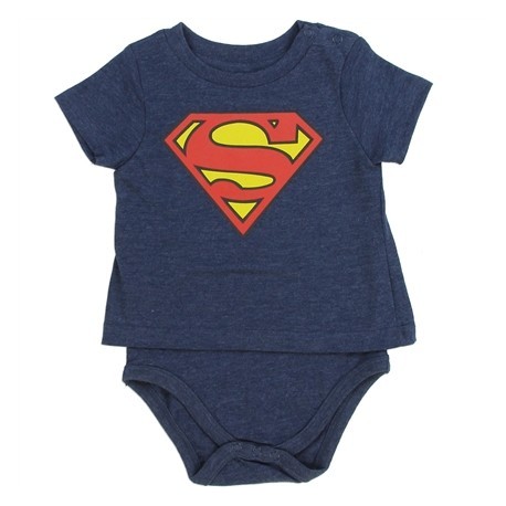 DC Comics Superman Heather Blue Baby Boy T Shirt Onesie Free Shipping Houston Kids Fashion Clothing Store