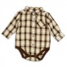 Faded Glory Brown Button Down Plaid Baby Boys Onesie