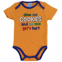 Coney Island Give Me Cookies And No One Gets Hurt Orange Baby Boys Onesie Houston Kids Fashion Clothing Store