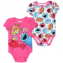 Sesame Street Pink And White 2 Piece Baby Onesie Set Featuring Elmo Cookie Monster And Zoe At Kids Fashion Clothing Store