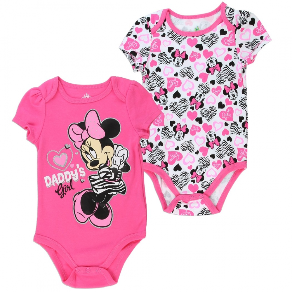 Baby Kids Girls Cotton Leggings Mickey Mouse & Minnie Mouse Print - Dark  Pink