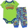 Nick Jr Teenage Mutant Ninja Turtles Heroes In Training Onesie and Pants With Colorful blue and Green Splashes of Color