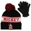 Disney Mickey Mouse Black Winter Hat And Mittens Set