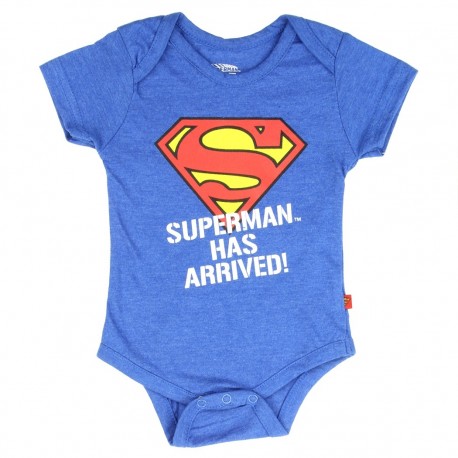 DC Comics Superman Has Arrived Blue Baby Boys Onesie Free Shipping Houston Kids Fashion Clothing 