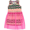 Kensie Sleeveless Dress With Multiple Colorful Stripes With Pink Lace at Houson Kids Fashion Clothing