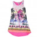 Kensie Hi Low Fuchsia Girls Summer Dress With Beach And Palm Trees