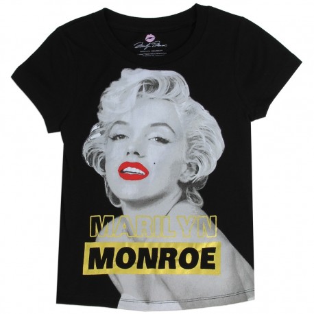 Marilyn Monroe Black Portrait Girls Shirt With Gold Print Free Shipping Houston Kids Fashion Clothing