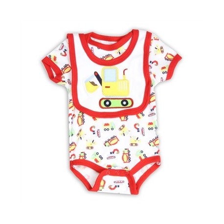 Weeplay Infant Boys Construction Vehicles Onesie and Bib Set Houston Kids Fashion Clothing Store