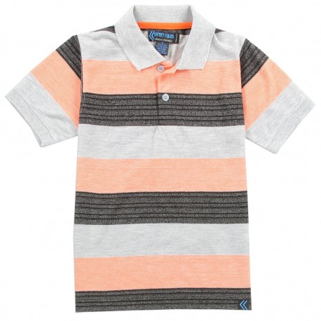 Street Rules Authentic Streetwear Boys Polo Shirt With Black and Peach Stripes Houston Kids Fashion Clothing Store