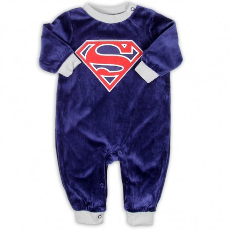 DC Comics Superman Blue Soft Velour Infant Sleeper Free Shipping Houston Kids Fashion Clothng Store