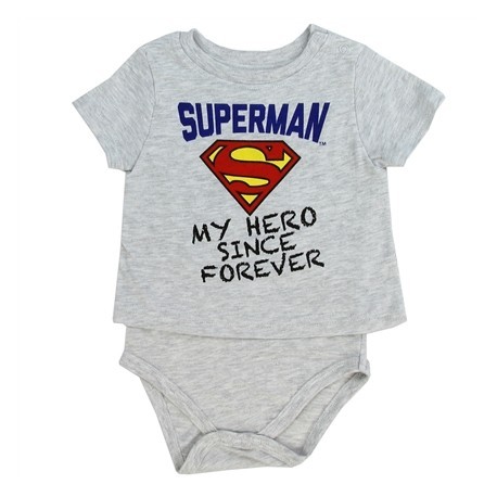 DC Comics Superman My Hero Since Forever Baby Boy T Shirt Onesie Houston Kids Fashion Clothing Store