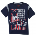 Marvel Comics Avengers Boys Shirt With Captain America Ironman Thor and The Hulk In Front of Flag