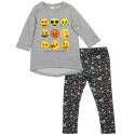Emoji Express Yourself Grey Long Sleeve Fleece Top And Black Leggings Houston Kids Fashion Clothing Store