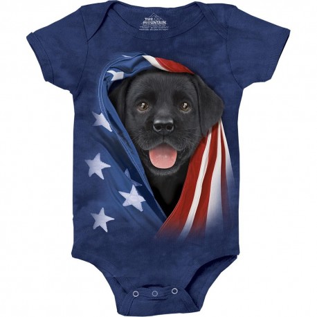 The Mountain Artwear Patriotic Black Lab Pup Baby Onesie Free Shipping Houston Kids Fashion Clothing Store