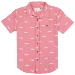 PS From Aeropostale Boys Button Down Shirt With Front Pocket Fishes Printed All Over Houston Kids Fashion Clothing Store