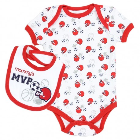 Weeplay Baby Boys Mommy's MVP Bib And Onesie | Free Shipping