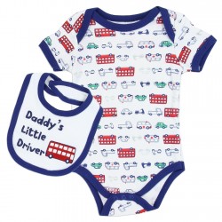 Weeplay Daddy's Little Driver Onesie And Bib Infant 2 Piece Set Houston Kids Fashion Clothing Store