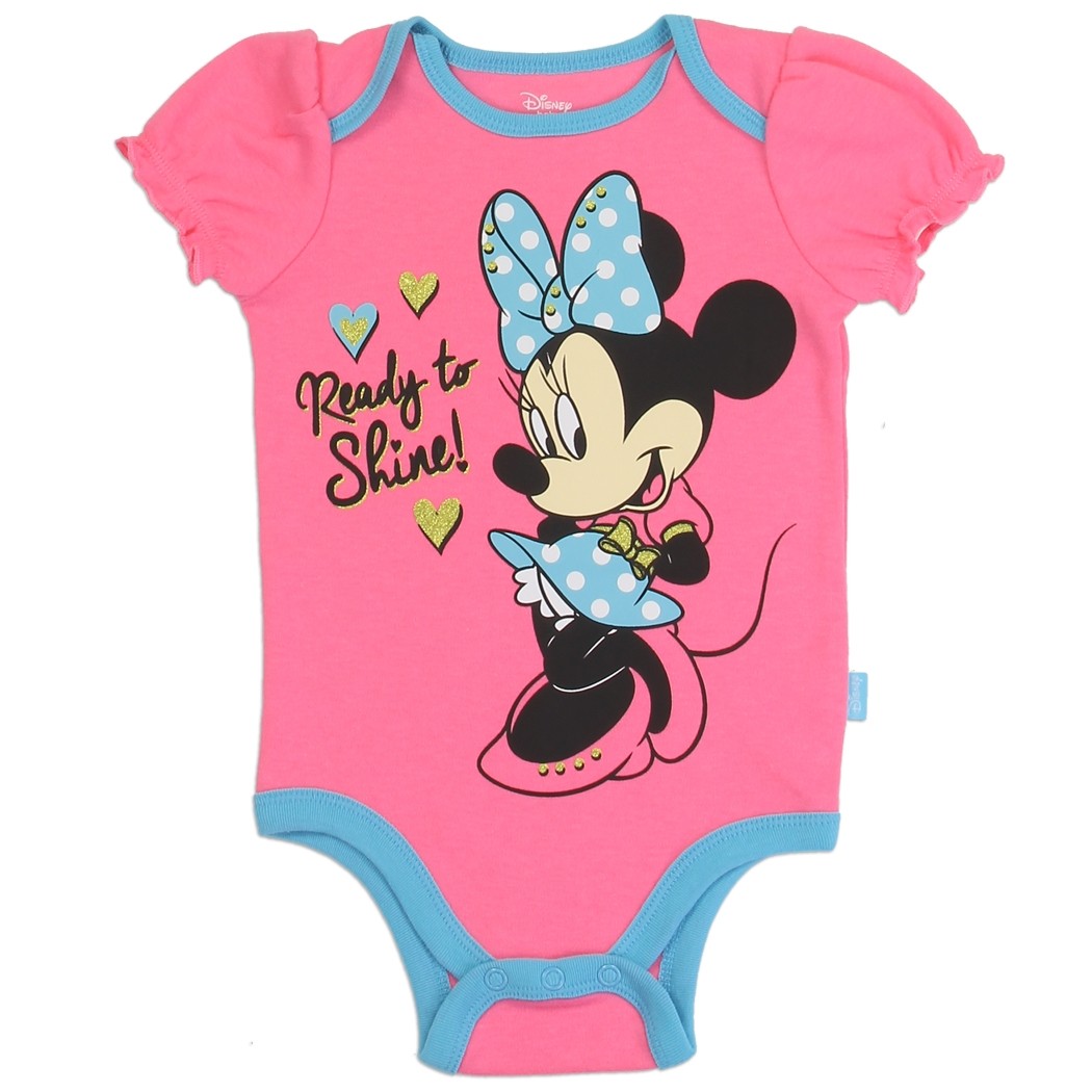 Disney Minnie Mouse Ready To Shine Baby Girls Onesie Free Shipping
