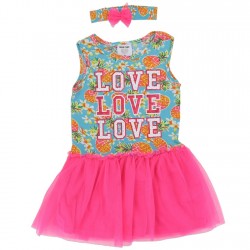 New Chic Love Tropical Print Toddler Dress With Headband Free Shipping
