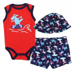 Weeplay Baby Boys Dog Surfing 3 Piece Short Set Free Shipping Houston Kids Fashion Clothing Store 
