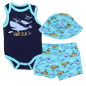 Weeplay Baby Boys Swim Club 3 Piece Short Set Yellow Submarine Sun Hat and Short Free Shipping 
