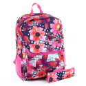 Confetti Butterfly Floral Print Girls Backpack With Matching Pencil Case