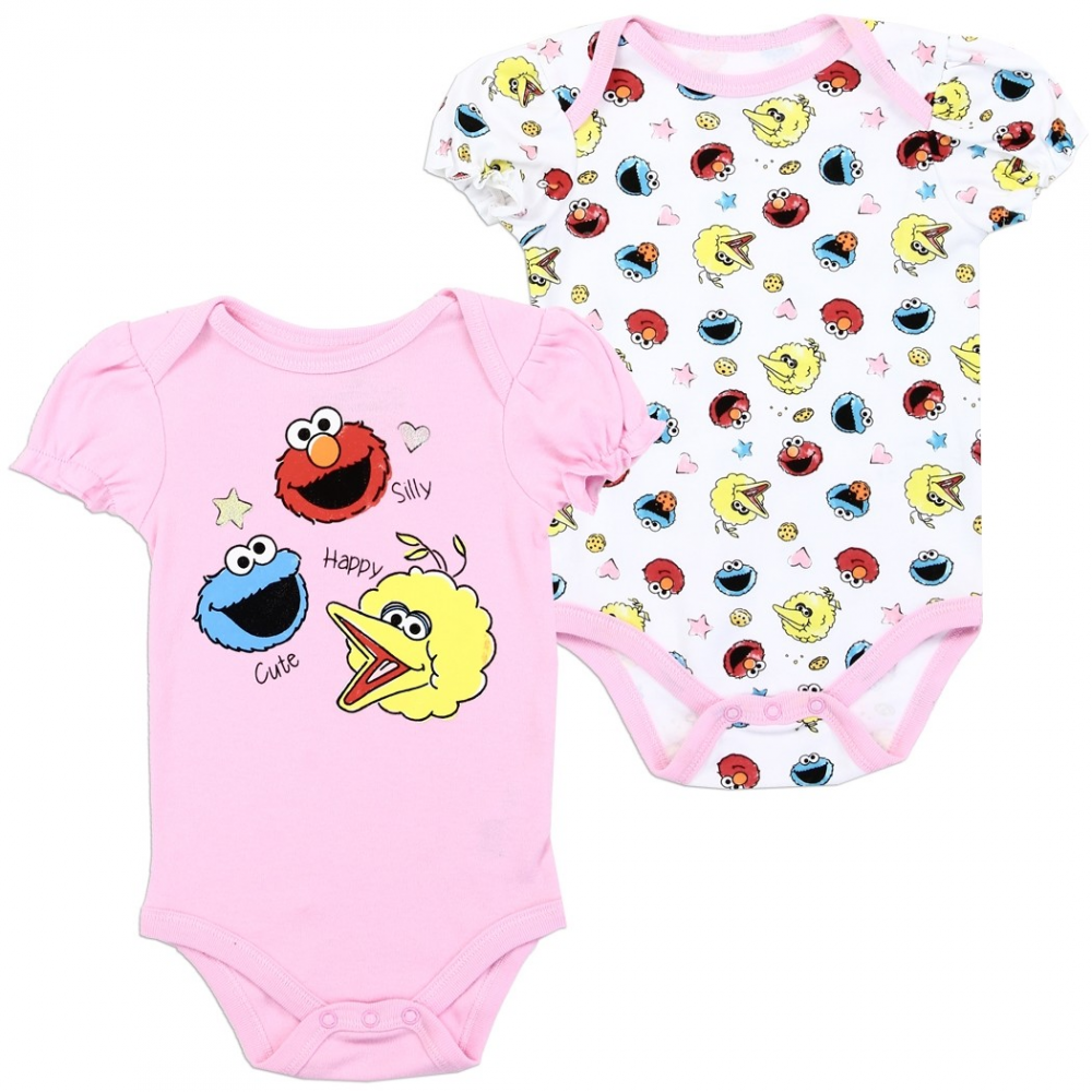 Sesame Street Big Bird Cookie Monster And Elmo Baby Onesie Set