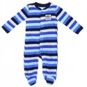 Weeplay Baby Boys Blue Stripe Varsity Footed Sleeper With Snap Down Front