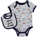 Bloomin Baby Daddy's Pit Crew Onesie And Bib Set Free Shipping Houston KIds Fashion Clothing Store