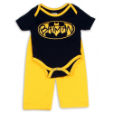 DC Comics Batman Black Onesie With Yellow Bat Signal And Yellow Pants