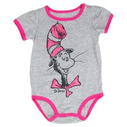 Dr Seuss Grey and Pink Cat in the Hat Onesie Houston Kids Fashion Clothing Store