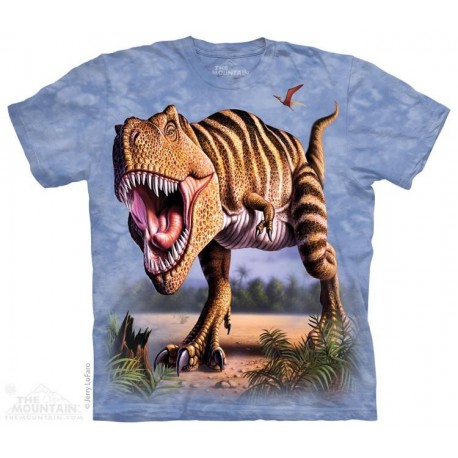 The Mountain Striped T Rex Short Sleeve Youth Shirt Houston Kids Fashion Clothing Store
