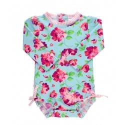 RuffleButts Life Is Rosy Rash Guard Floral Print Baby Girls Swimsuit Free Shipping Houston Kids Fashion Clothing