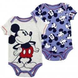 6 Months NWT Mickey Mouse 2 Pk One Piece Bodysuit Infant Baby Boy Size 3 