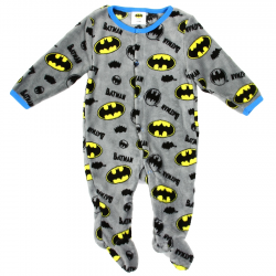 DC Comics Batman Fleece Woobie Footed Sleeper Bat Signals Batman Printed All Over Free Shipping Houston Kids Fashion Clothing
