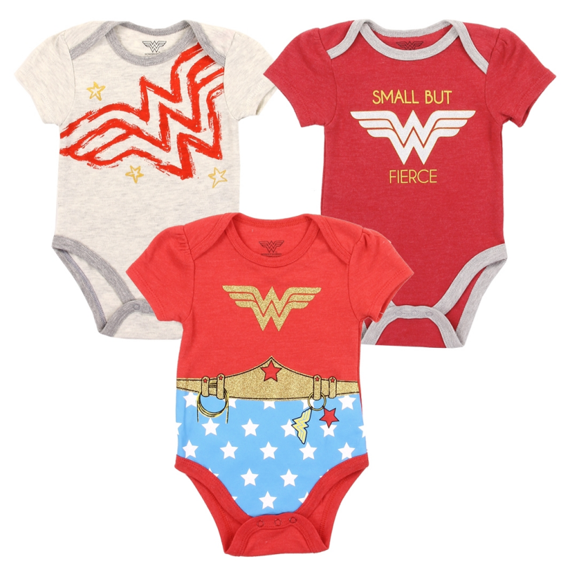DC Comics Wonder Woman Small But Fierce Baby Girls 3 Piece Onesie Set Free Shipping Houston Kids Fashion Clothing Store