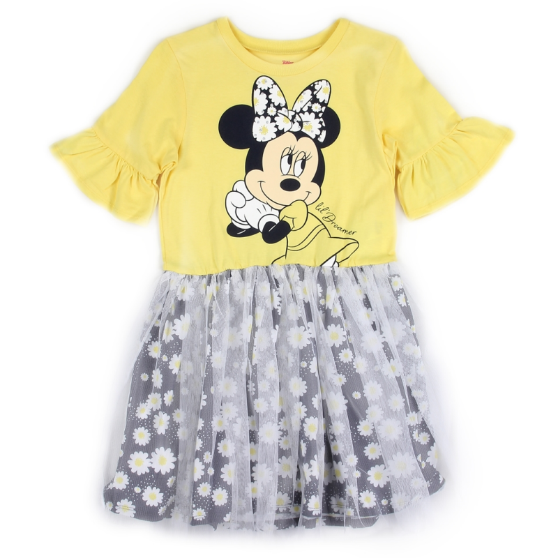 Disney Minnie Mouse Yellow And Blue Floral Print Tulle Dress Free Shipping Houston Kids Fashion Clothing Store